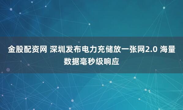 金股配资网 深圳发布电力充储放一张网2.0 海量数据毫秒级响应