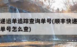 顺丰快递运单追踪查询单号(顺丰快递运单追踪查询单号怎么查)