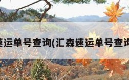 汇森速运单号查询(汇森速运单号查询官网)