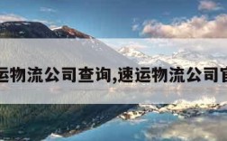 速运物流公司查询,速运物流公司官网