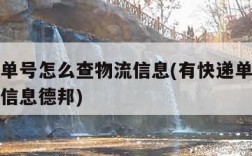 有快递单号怎么查物流信息(有快递单号怎么查物流信息德邦)