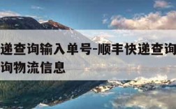 顺丰快递查询输入单号-顺丰快递查询输入单号码查询物流信息