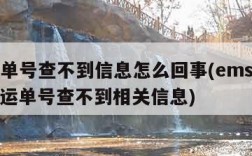 ems单号查不到信息怎么回事(ems快递查询运单号查不到相关信息)